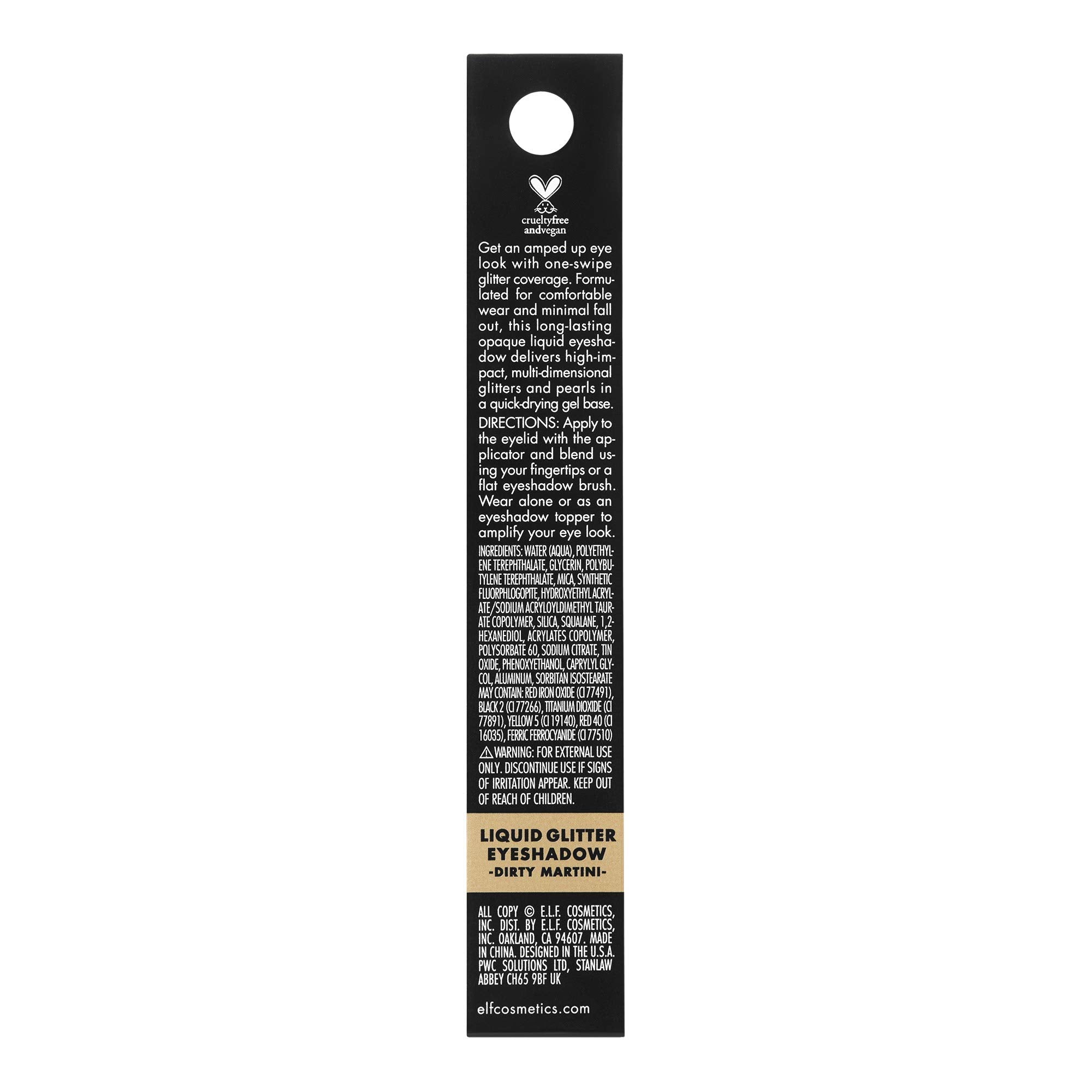 e.l.f. Cosmetics Liquid Glitter Gel Eyeshadow, Dirty Martini, 0.10 Fl. Ounce, Dirty Martini, 0.10 Fl Ounce